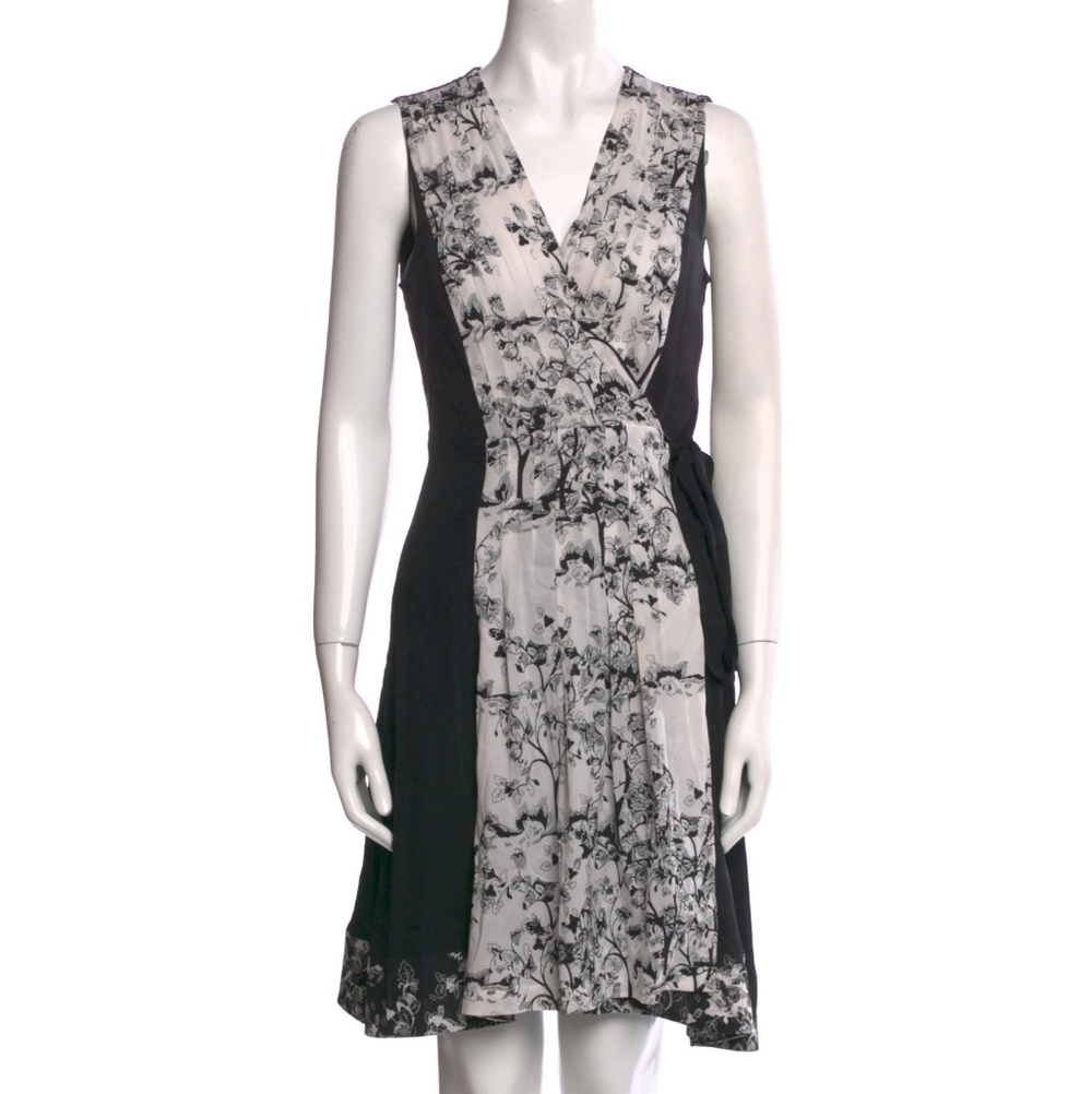 Diane Von Furstenberg Kylie Silk & Cotton Wrap Dress In Black & White Size 0